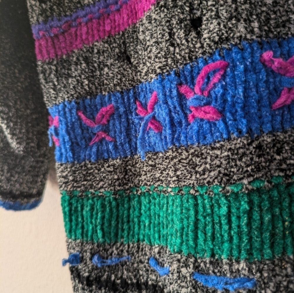 Vintage Russ Multicolored Sweater 90s Bright Colorful Crotchet/Yarn Women's SP - Picture 8 of 9